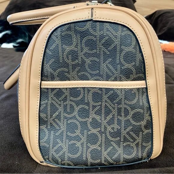Calvin Klein Signature Monogrammed Satchel (Brown) - Picture 4 of 7